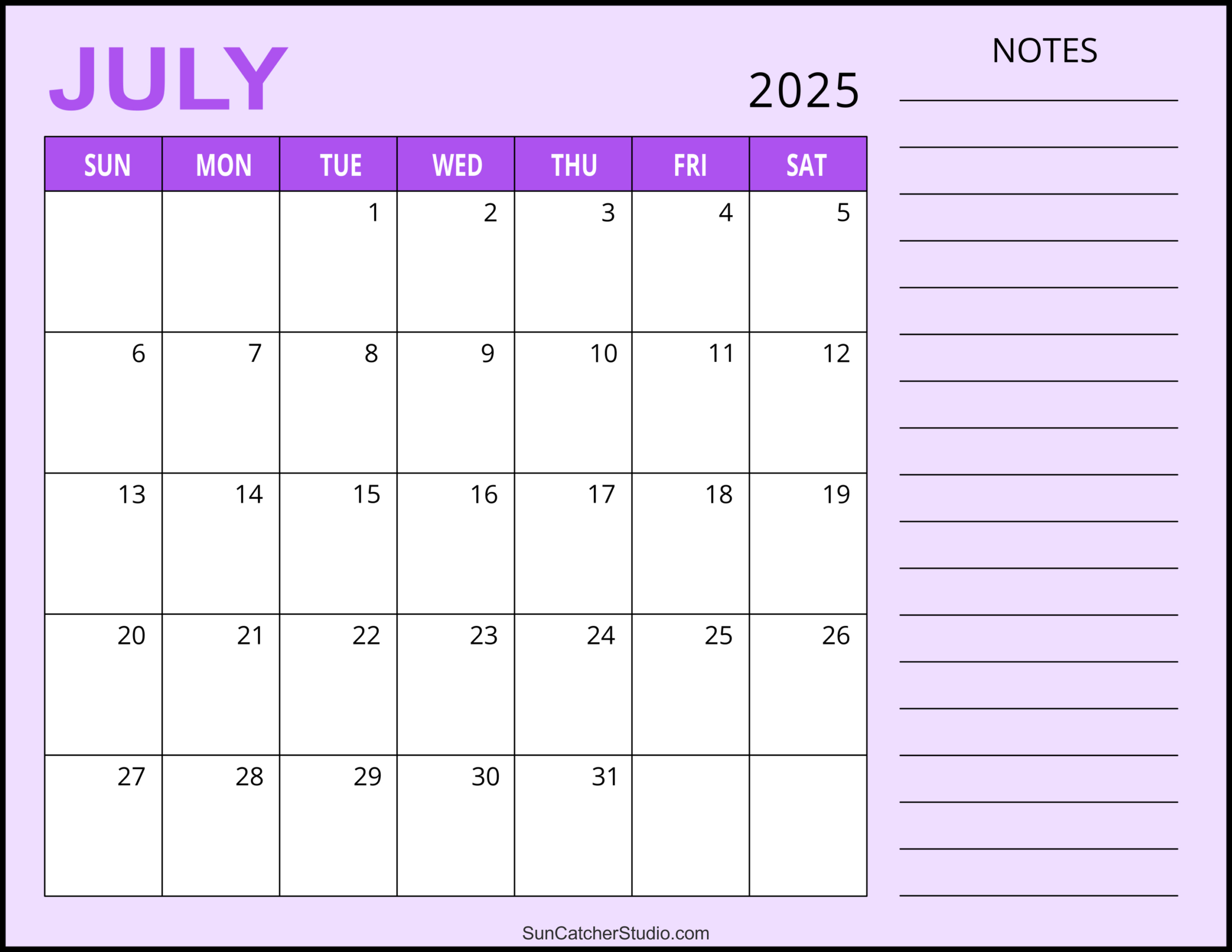 July 2025 Calendar (Free Printable) – Free Printables, Monograms for July Calendar 2025 with Lines