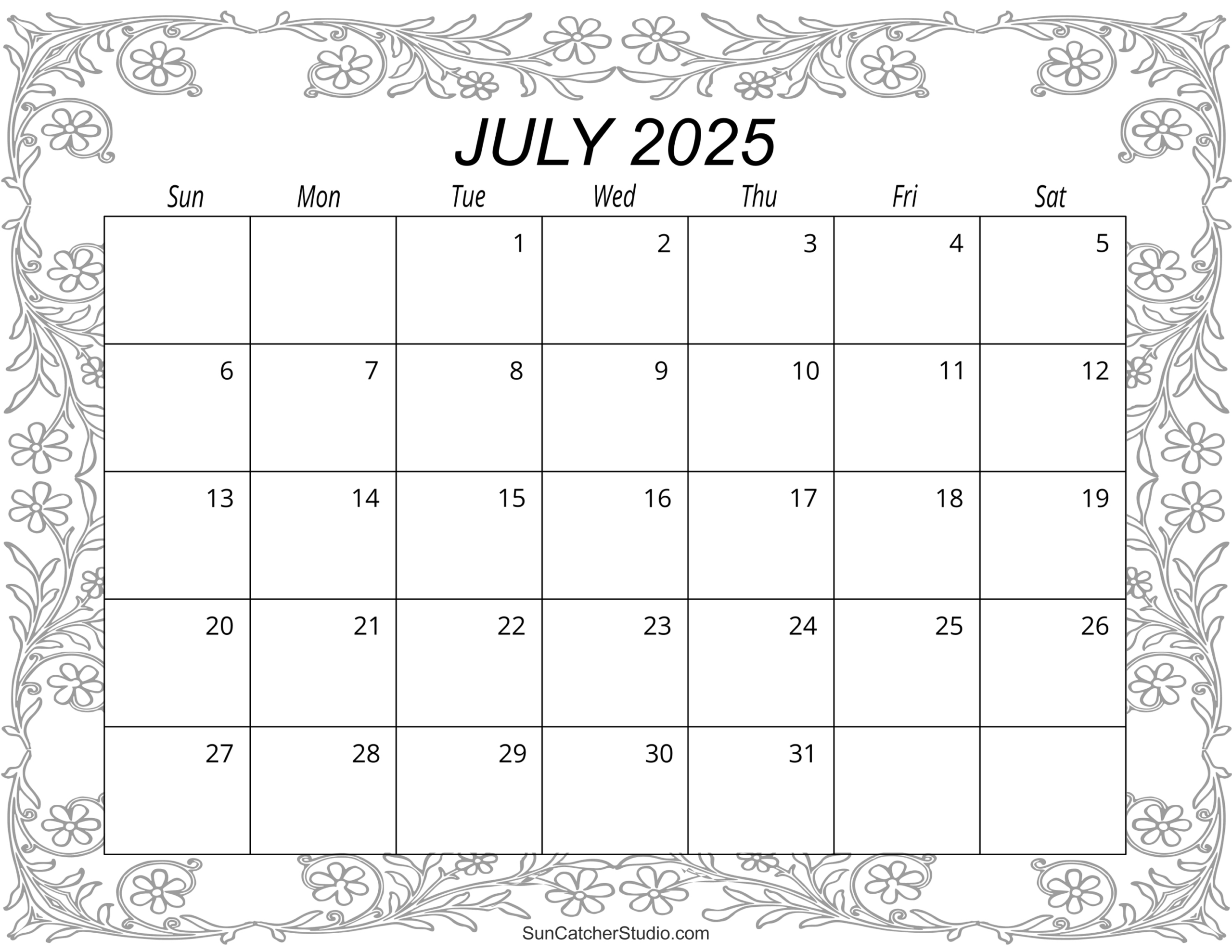 July 2025 Calendar (Free Printable) – Free Printables, Monograms pertaining to July Calendar 2025 Homemade Gifts