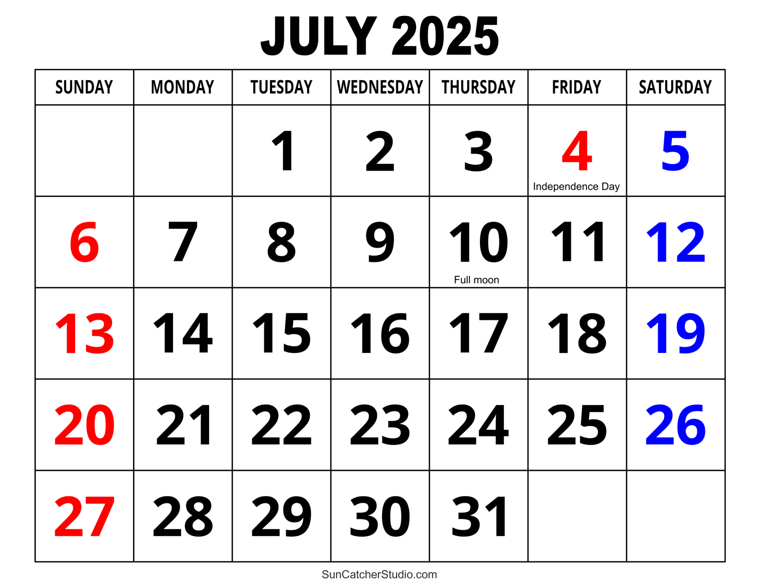 July 2025 Calendar (Free Printable) – Free Printables, Monograms within 2025 Calendar Year July