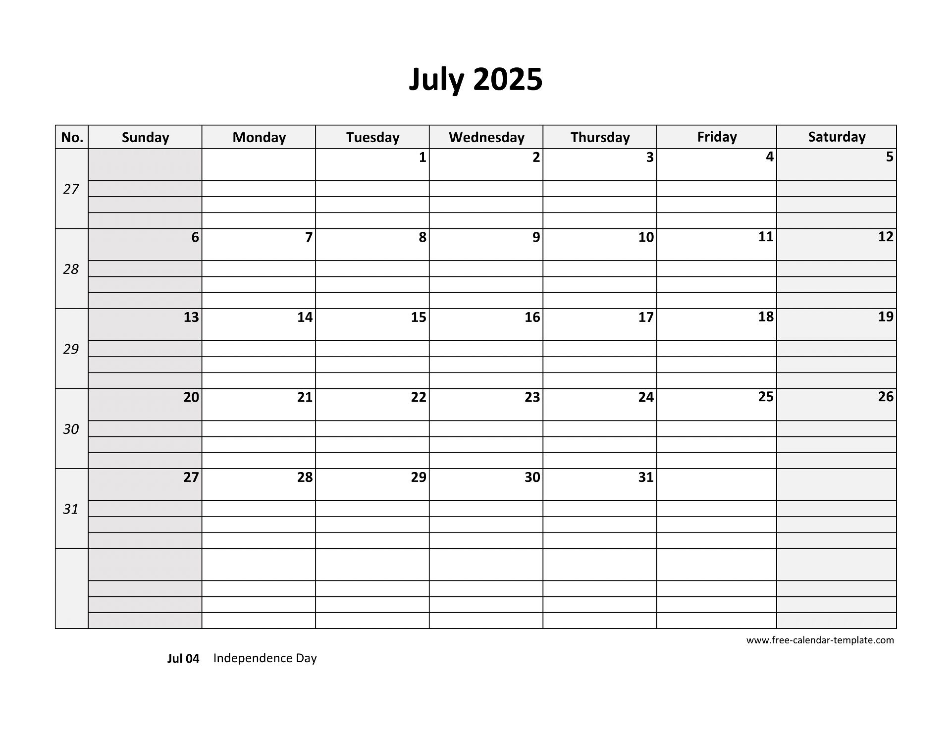 July 2025 Calendar Free Printable With Grid Lines Designed intended for July Calendar 2025 With Lines