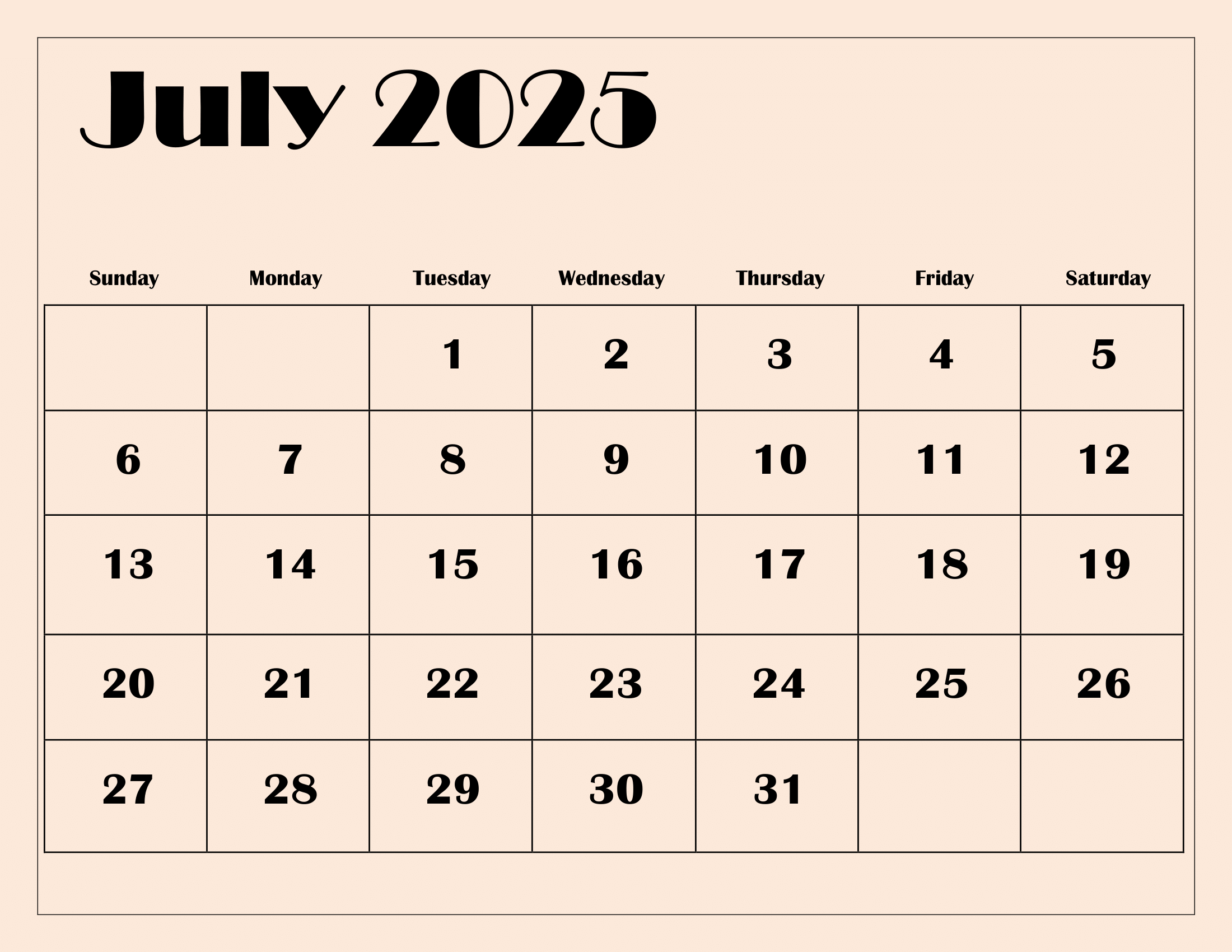 July 2025 Calendar Printable Pdf Template With Holidays throughout Next Year July Calendar 2025
