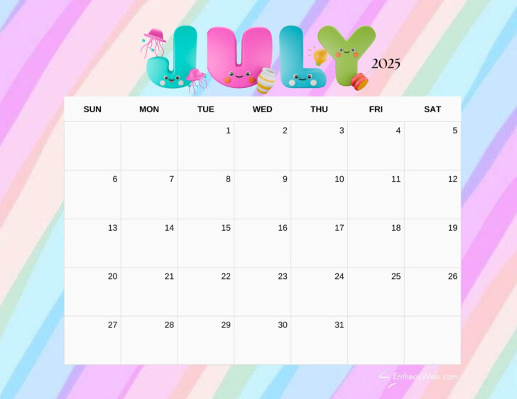 July 2025 Calendar Kids