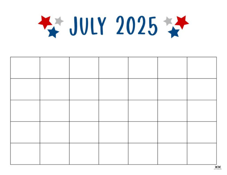 Free Printable Blank Calendar July 2025