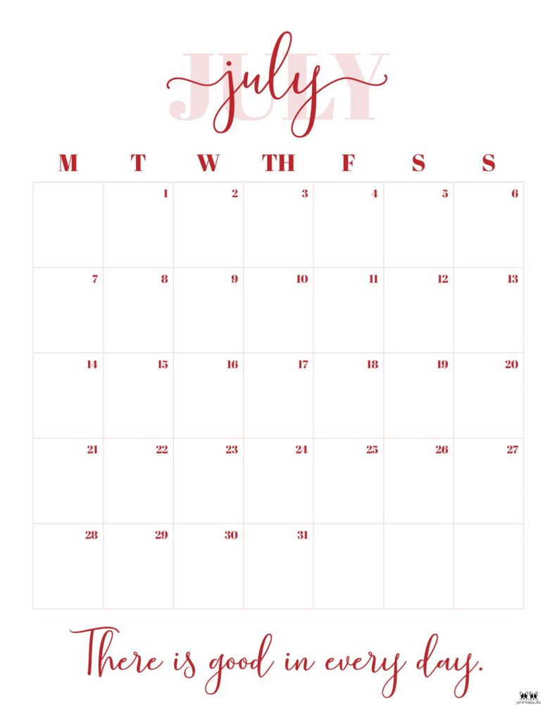July 2025 Calendars - 107 Free Printables | Printabulls regarding Printabulls July Calendar 2025