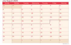 July And August 2025 Printable Calendar within Printable Calendar 2025 July July August