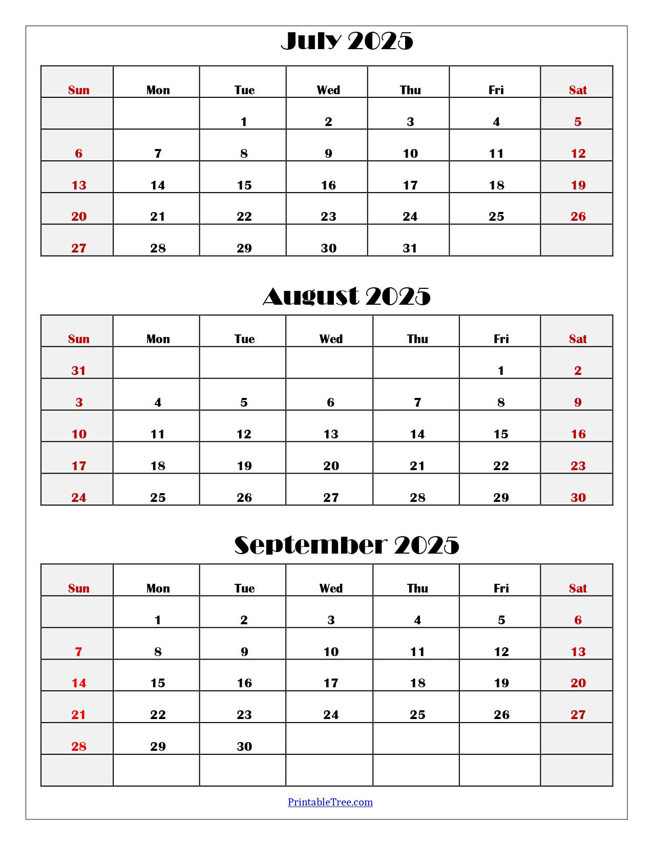 July To September 2025 Calendar Printable Pdf | Three Months Calendar pertaining to 3 Month Calendar July August September 2025
