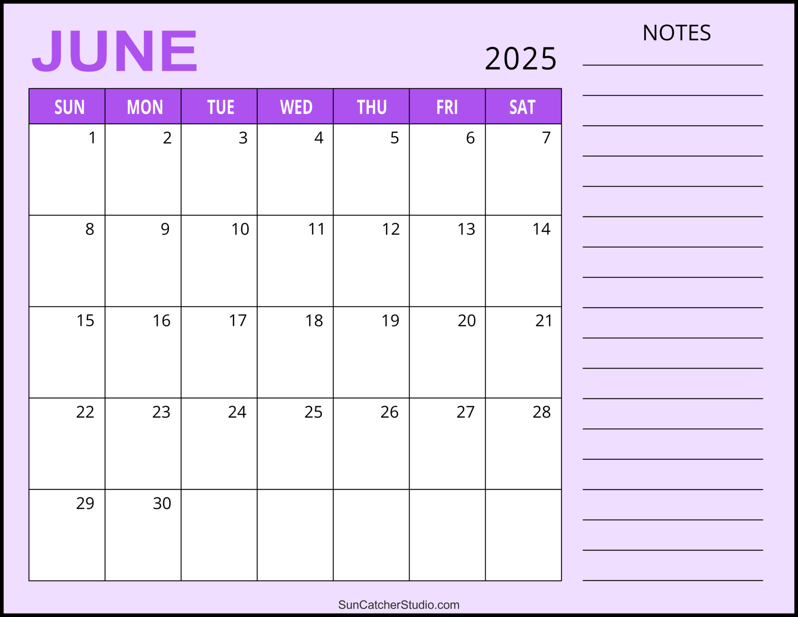 June 2025 Calendar (Free Printable) – Free Printables, Monograms for June Printable Calendar 2025 With Lines
