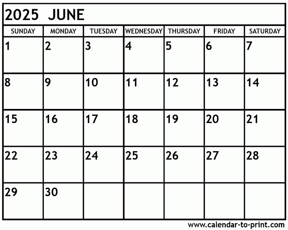 June 2025 Calendar Printable for June July 2025 Printable Calendar