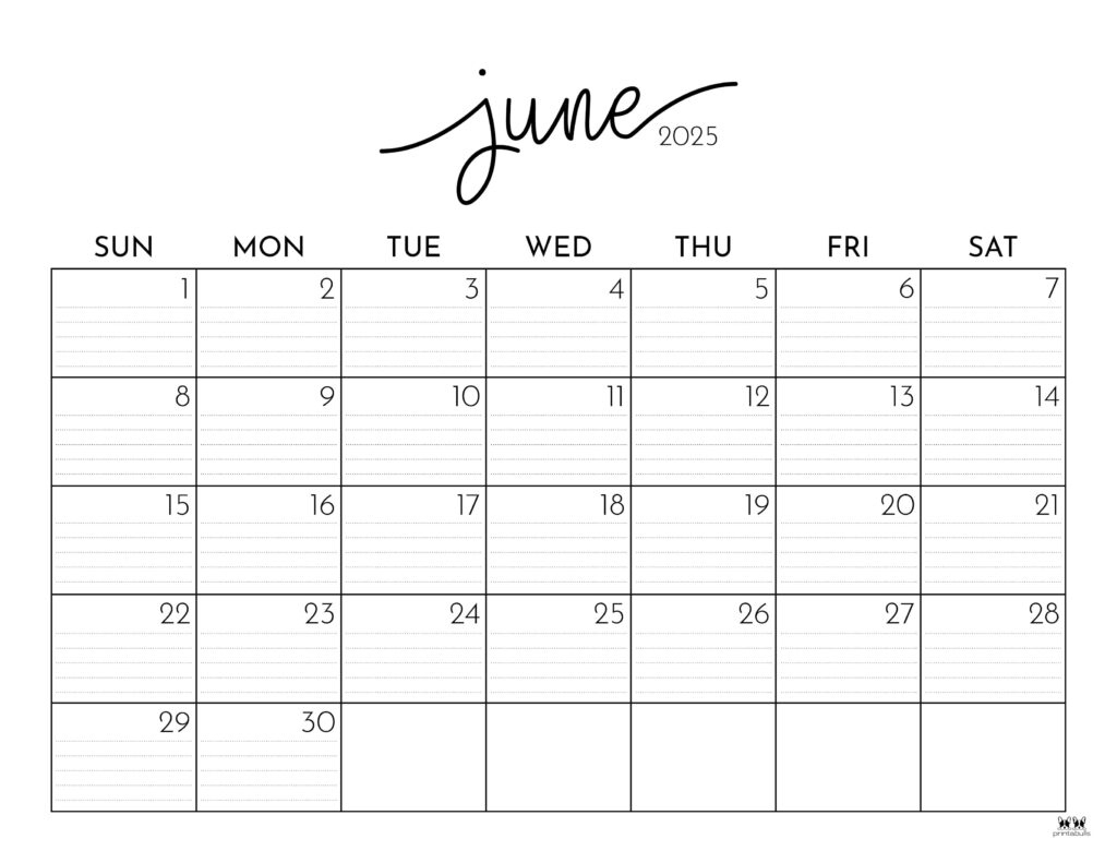 June 2025 Calendars - 107 Free Printables | Printabulls in Printable Calendar 2025 June Free