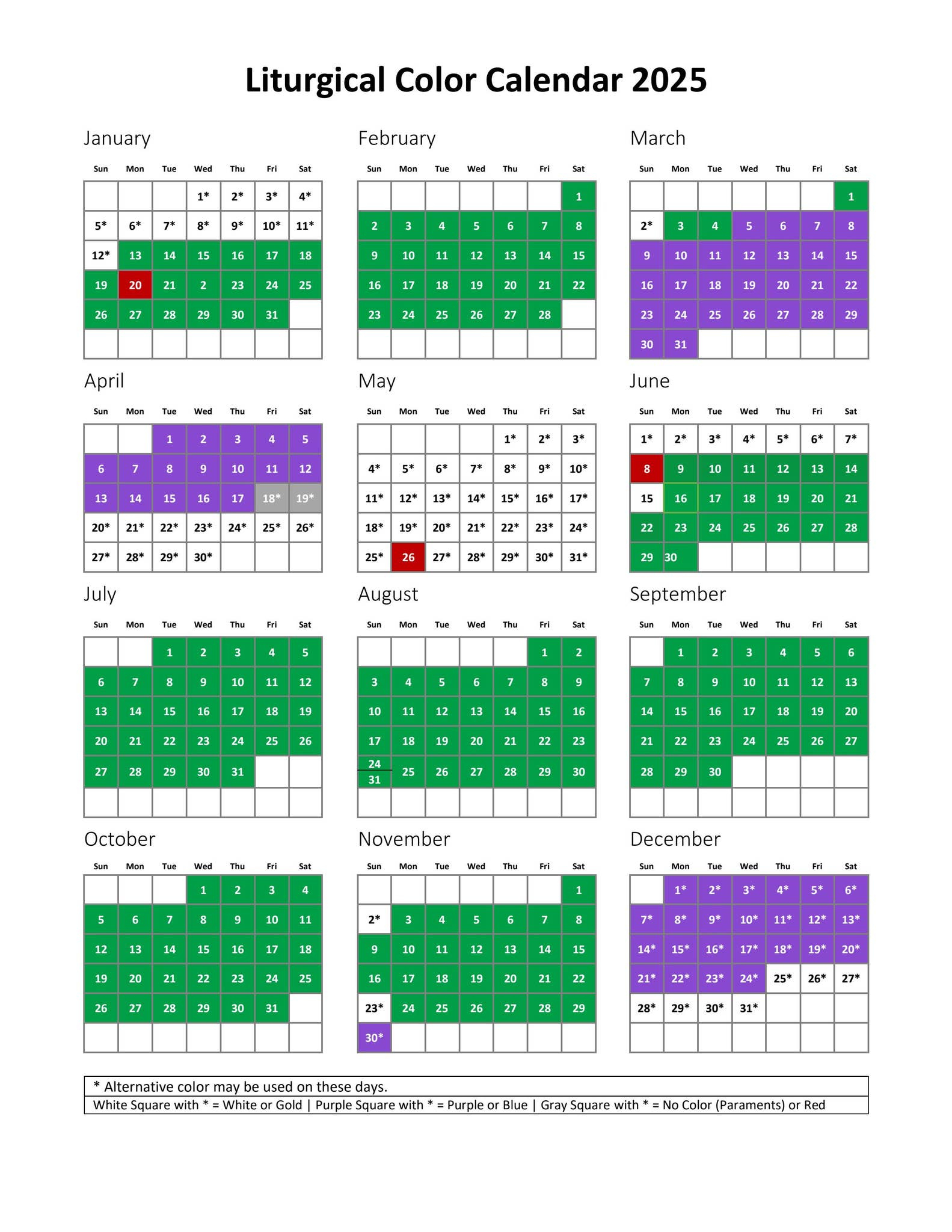 Liturigcal Color Calendar 2025United Methodist Publishing with regard to Liturgical Calendar 2025 Printable
