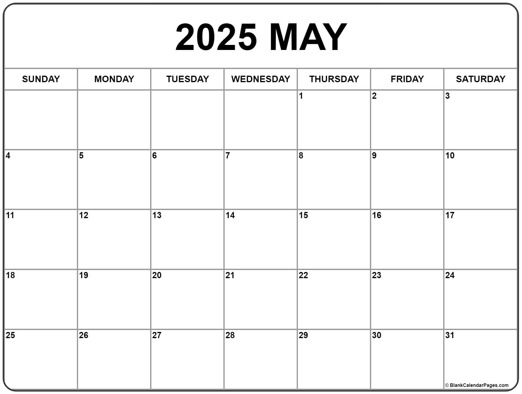 May 2025 Calendar | Free Printable Calendars with Printable Calendar 2025 May