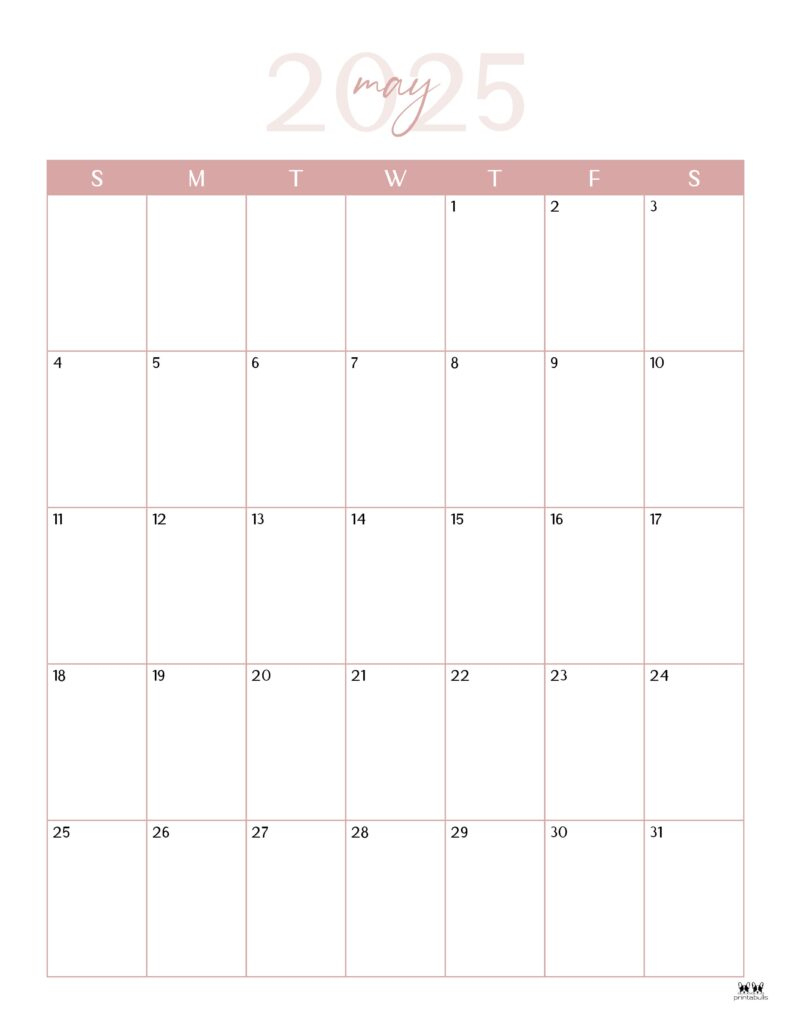 May 2025 Calendars - 107 Free Printables | Printabulls for Printable Calendar 2025 with Space to Write