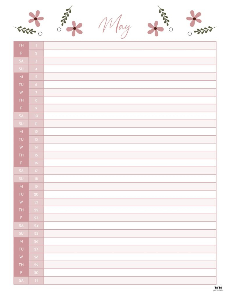 May 2025 Calendars - 107 Free Printables | Printabulls regarding May Printable Calendar 2025 with Lines