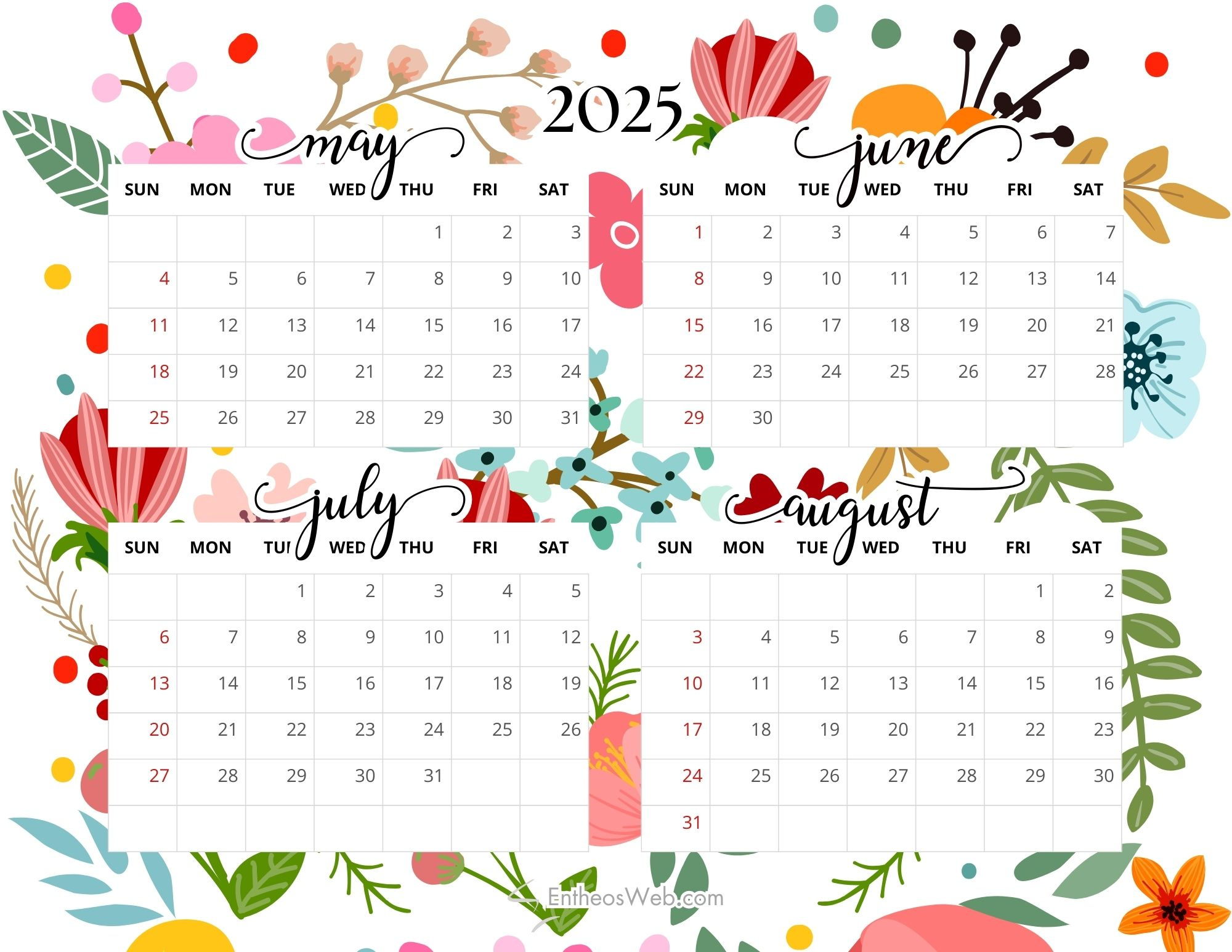May, June, July, August – 4 Month Calendar | Entheosweb with regard to 4 Month Calendar May June July August 2025