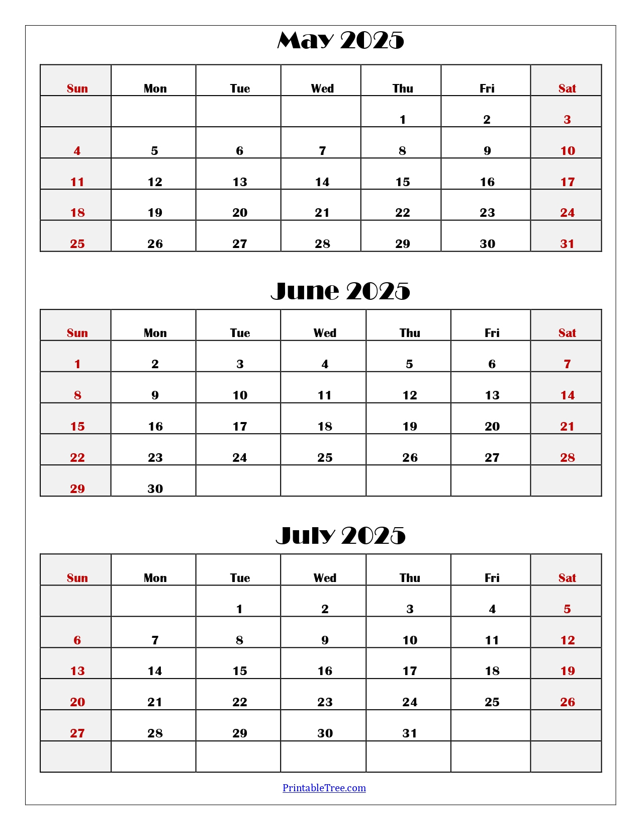 May To July 2025 Calendar Printable Pdf | Three Months Calendar inside May To July 2025 Calendar