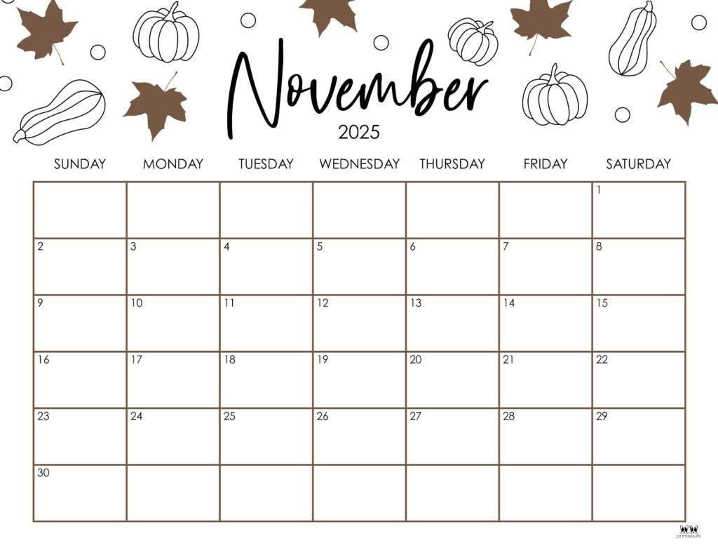 November 2025 Calendars - 107 Free Printables | Printabulls inside November 2025 Calendar Printable Free