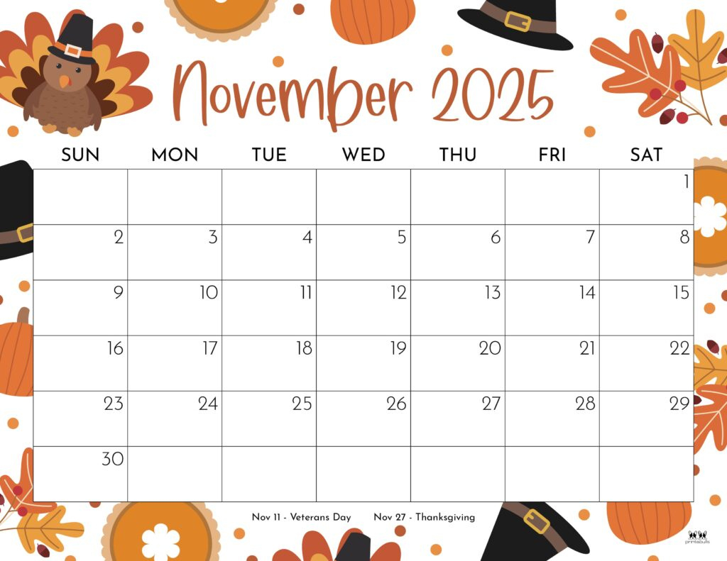 November 2025 Calendars - 107 Free Printables | Printabulls throughout Nov 2025 Calendar Printable Free