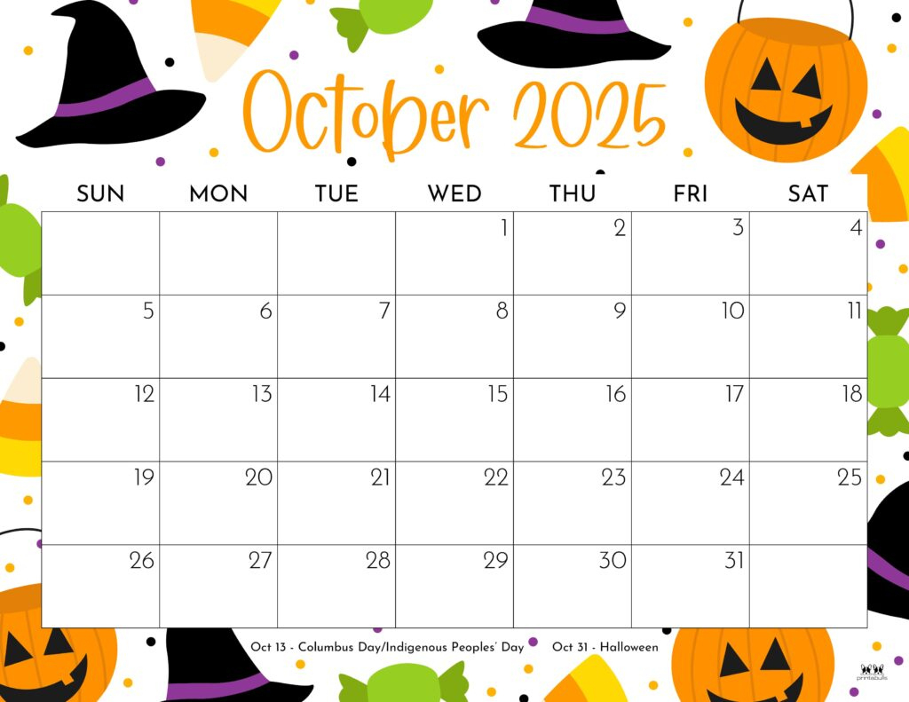 October 2025 Calendars - 107 Free Printables | Printabulls intended for Printable Calendar 2025 October Free