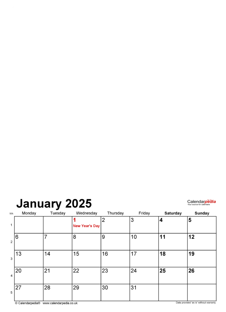 Custom Printable Calendar 2025