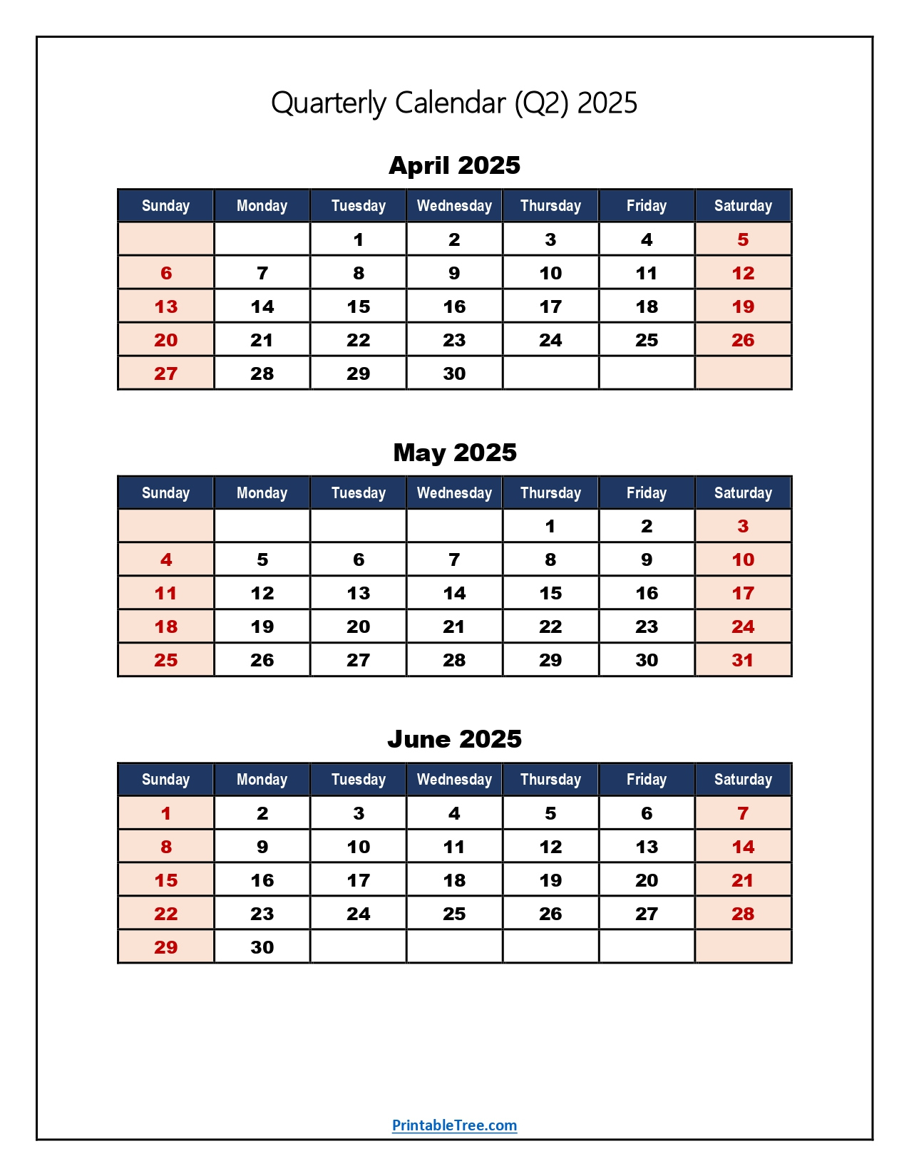Q2 Quarterly Calendar 2025 Printable Pdf Templates with regard to 2nd Quarter 2025 Calendar Printable