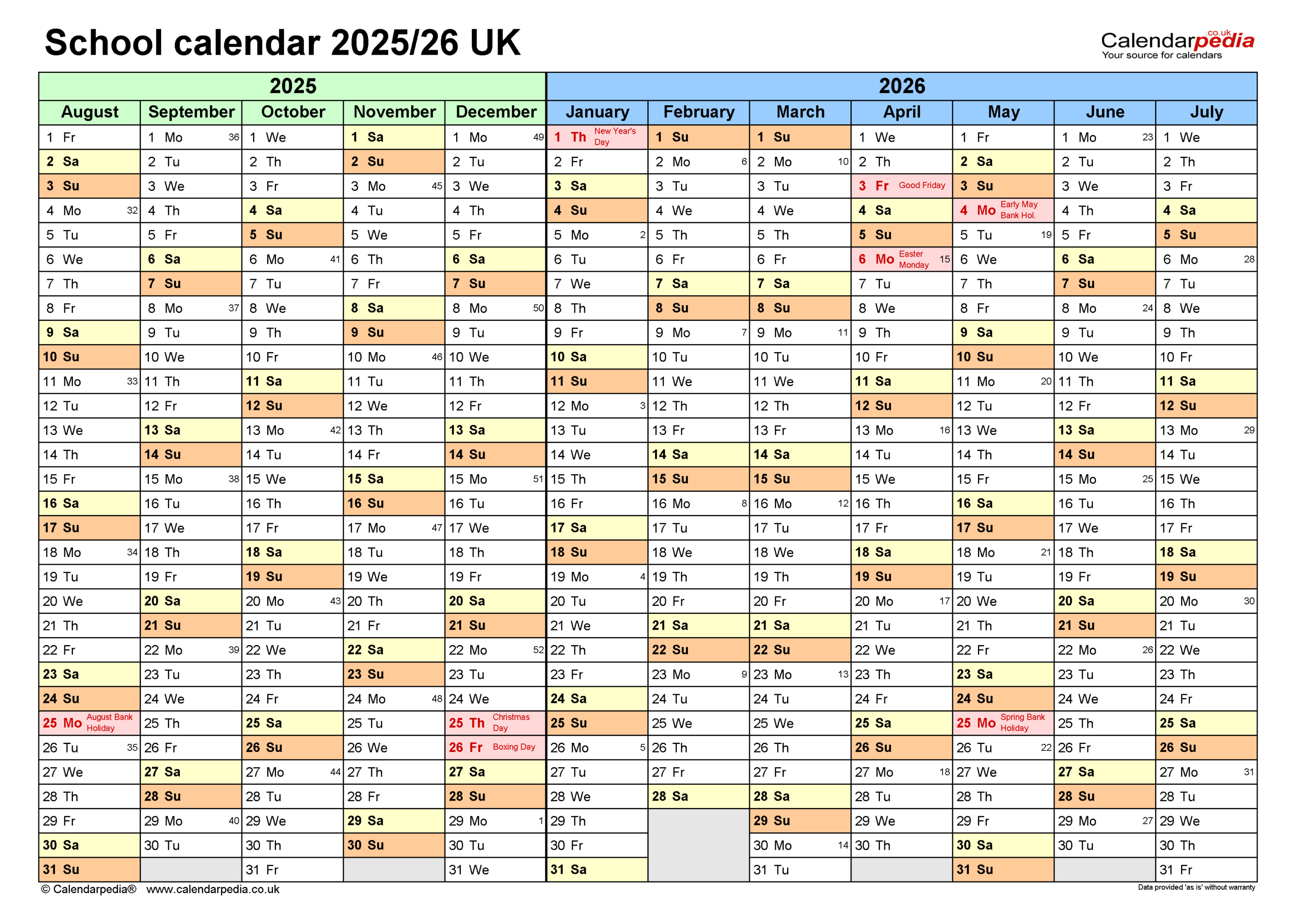 School Calendars 2025/26 Uk - Free Printable Pdf Templates with regard to Printable Calendar 2025 With School Holidays