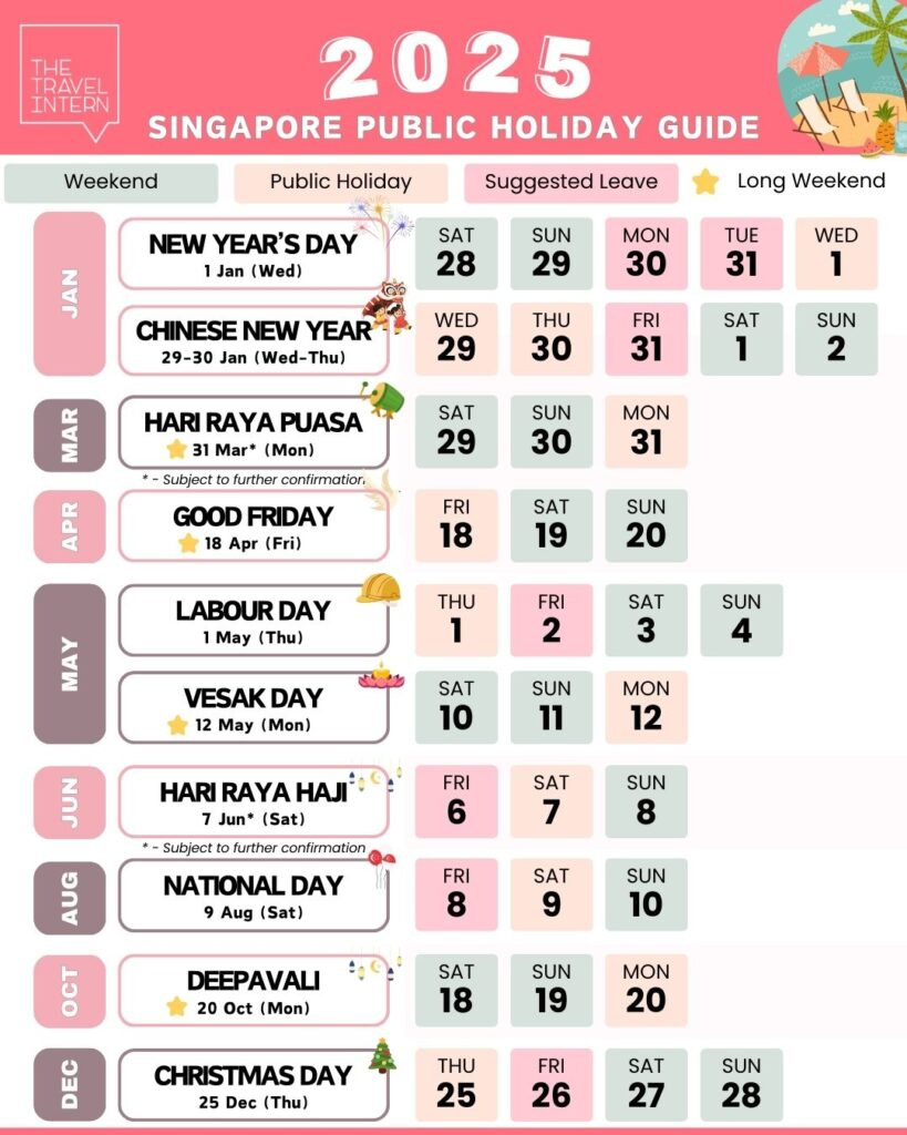 Singapore Public Holidays 2025 — How To Plan Your Leaves For 10 regarding Printable Calendar 2025 Singapore with Holidays