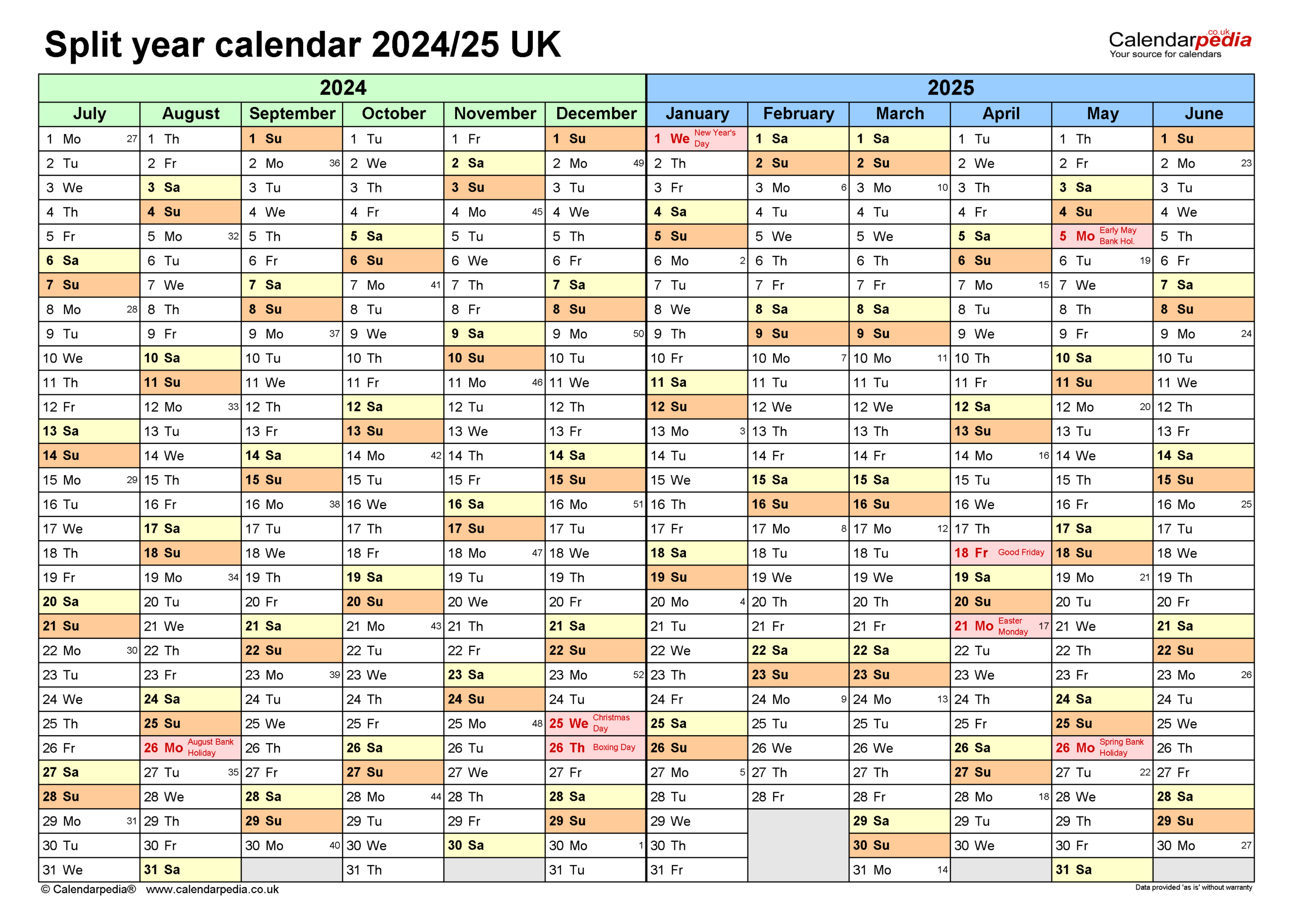 Split Year Calendars 2024/25 Uk (July To June) For Pdf within August 2024 to July 2025 Calendar Printable