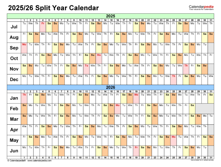 July 2025 to June 2026 School Calendar