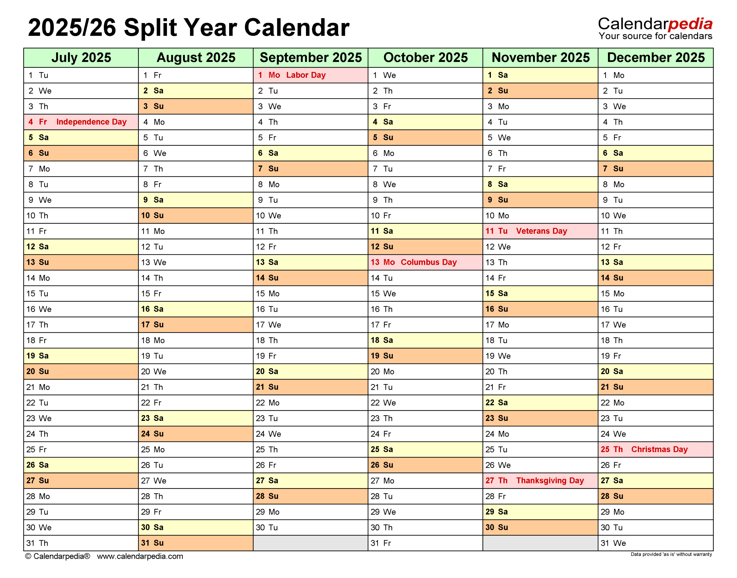 Split Year Calendars 2025/2026 (July To June) - Pdf Templates regarding July 2025 - June 2026 Printable Calendar