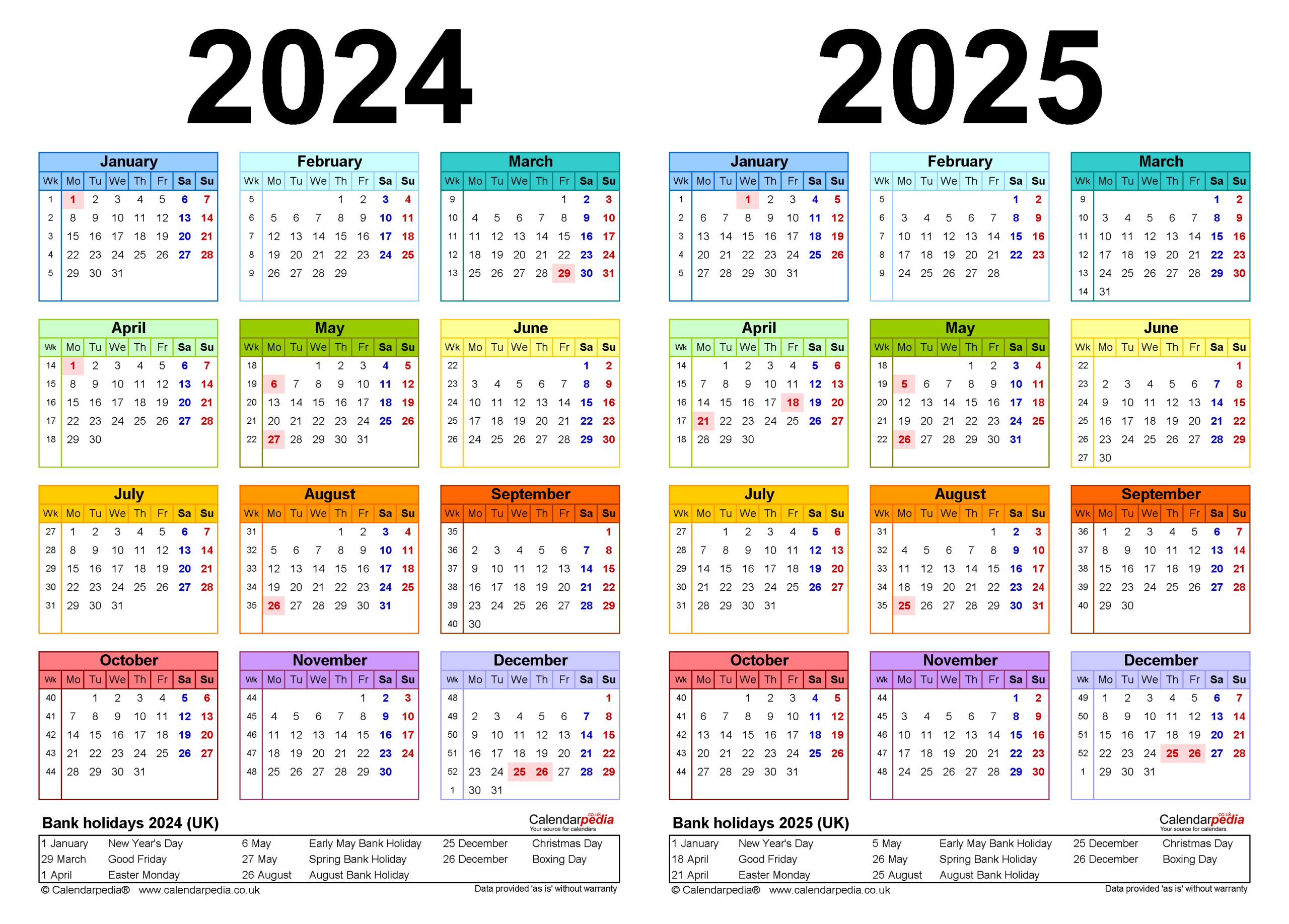 Two Year Calendars For 2024 And 2025 (Uk) For Pdf throughout 2024 And 2025 Yearly Calendar Printable