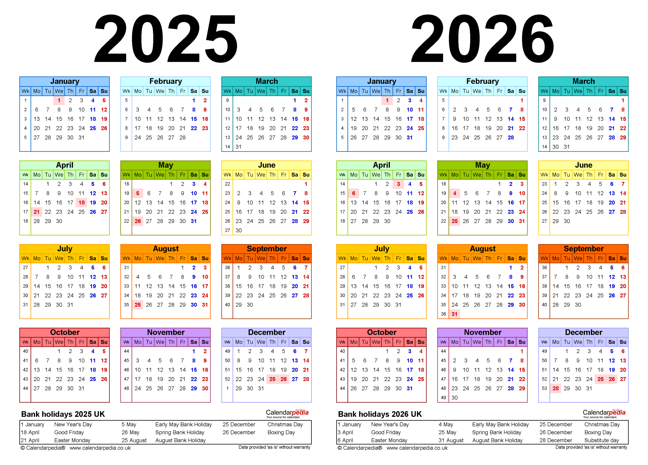 Two Year Calendars For 2025 And 2026 (Uk) For Pdf in Printable Calendar 2025 2026
