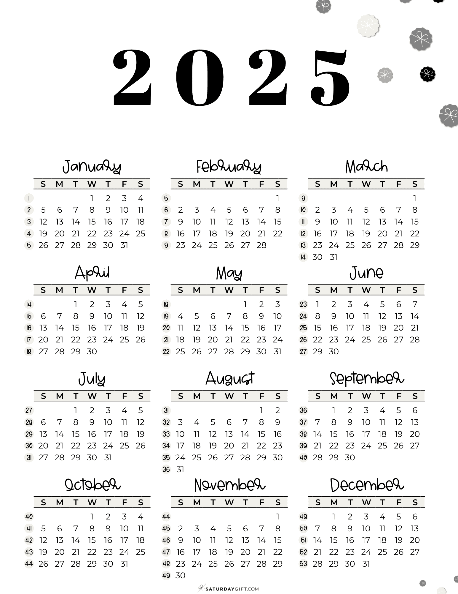 Week Numbers For 2025 - What Week Is It? | Saturdaygift within 30 Calendar Days Before July 3 2025