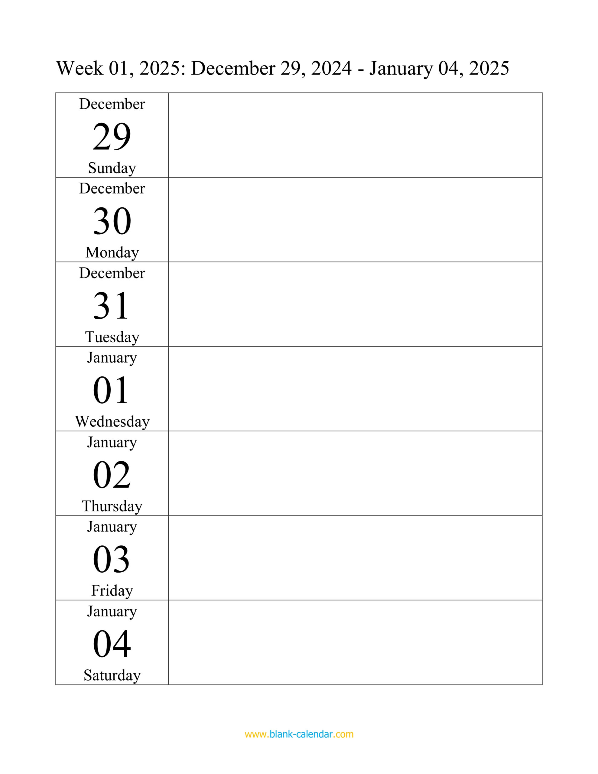 Weekly Calendar 2025 (Word, Excel, Pdf) regarding 2025 Weekly Calendar Printable Free