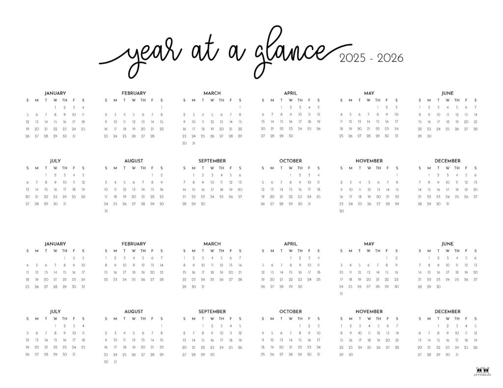 2025-2026 Two Year Calendars - 10 Free Cals | Printabulls pertaining to September 2025 to June 2026 Calendar Printable Free