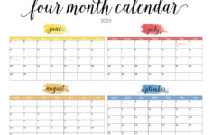 2025 Four Month Calendars – 31 Free Printables | Printabulls inside 4 Month Calendar June Through September 2025