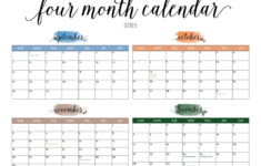 2025 Four Month Calendars – 31 Free Printables | Printabulls inside 4 Month Calendar September To December 2025