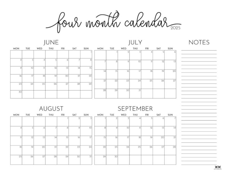 July to September 2025 Calendar