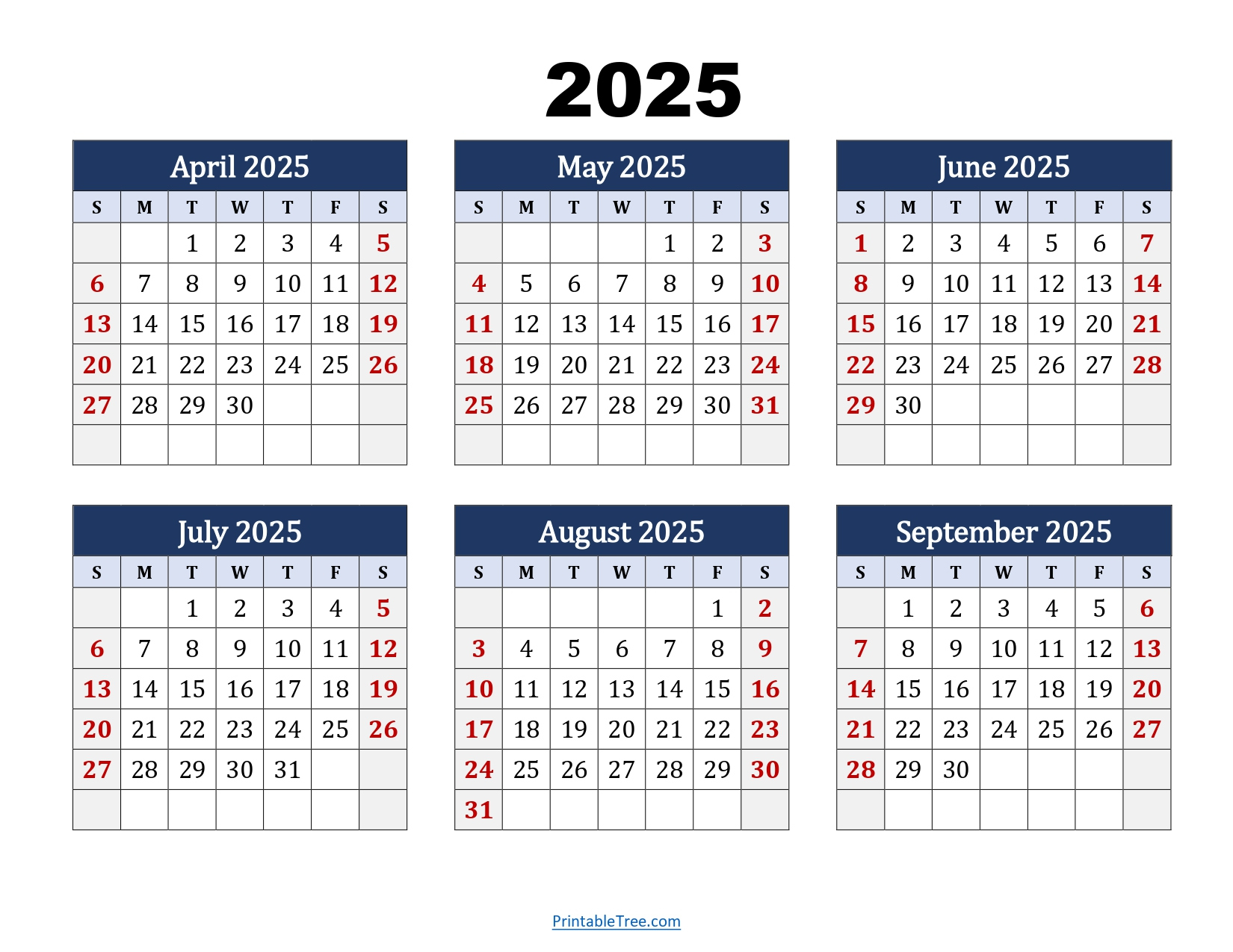 April To September 2025 Calendar Printable Pdf | Six Months Calendar throughout Monthly Calendar September 2025 Through December 2025