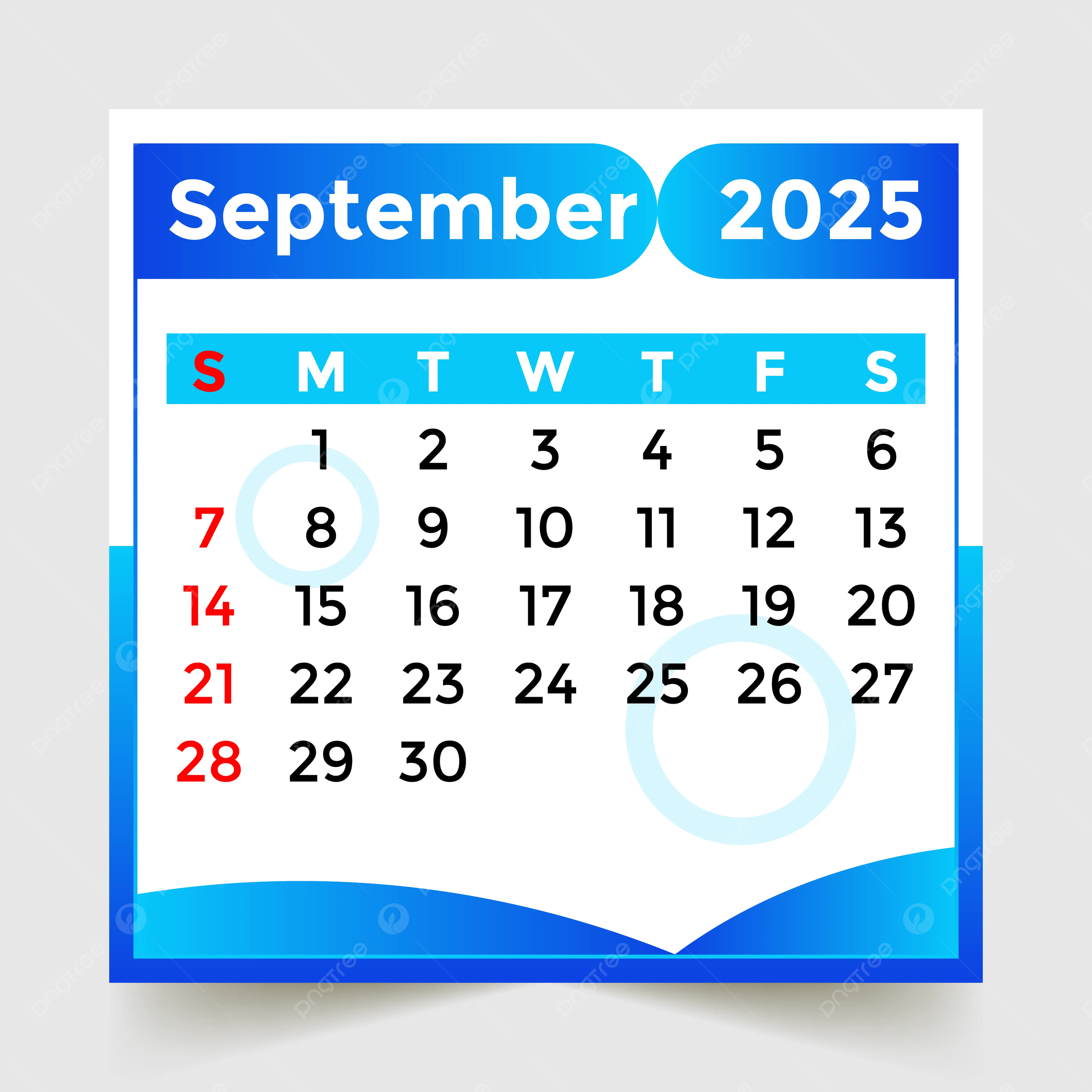Calendar 2025 Month Of September Skyblue Vector Template Download pertaining to September 2025 Calendar Blue