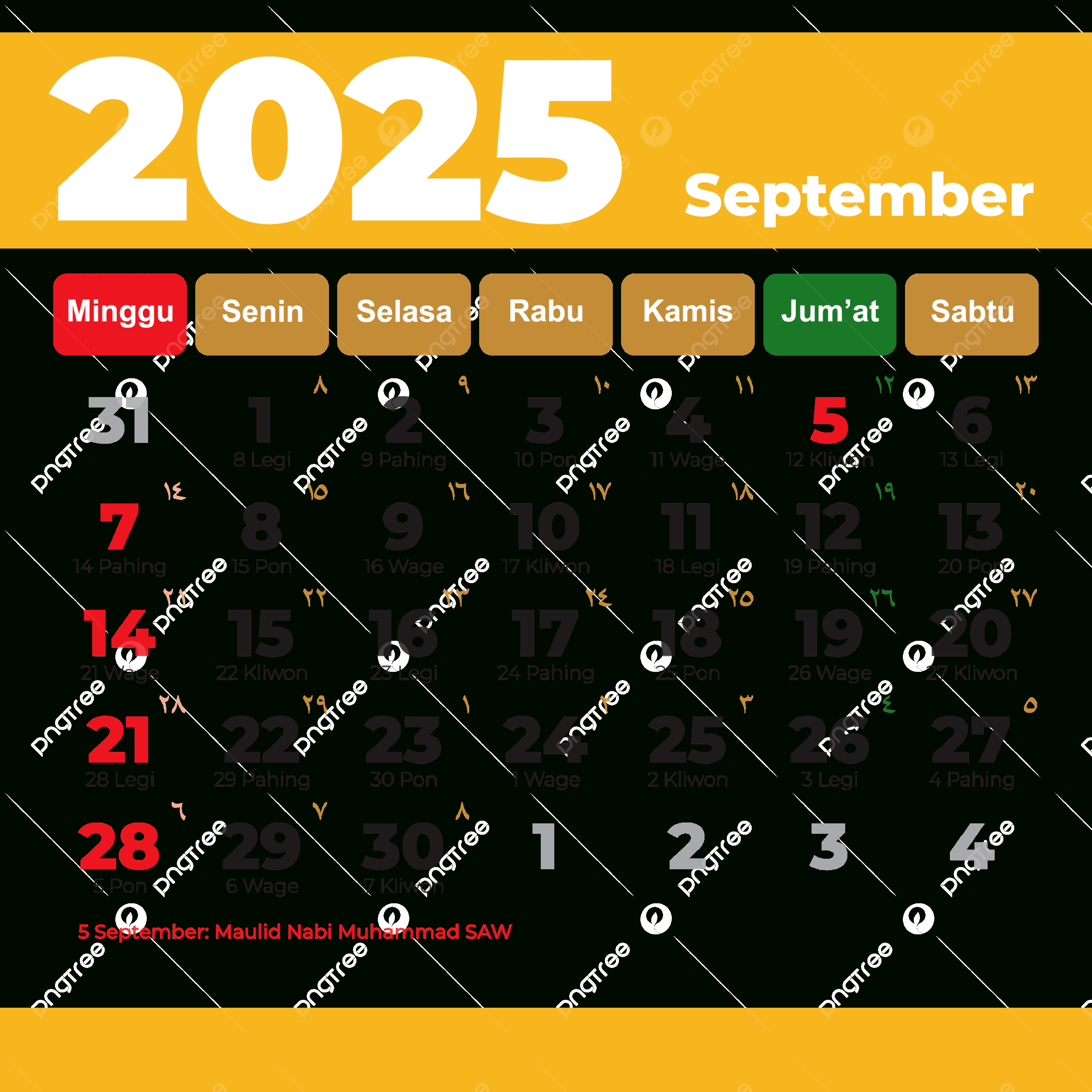 Complete Hijri Calendar September 2025 Vector, 2025 Hijri Calendar in September 2025 Calendar With Islamic Dates