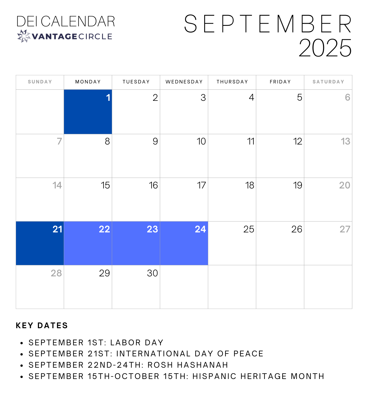 Dei Calendar 2025: Key Dates For Celebrating Diversity And within September 2025 Calendar Dei