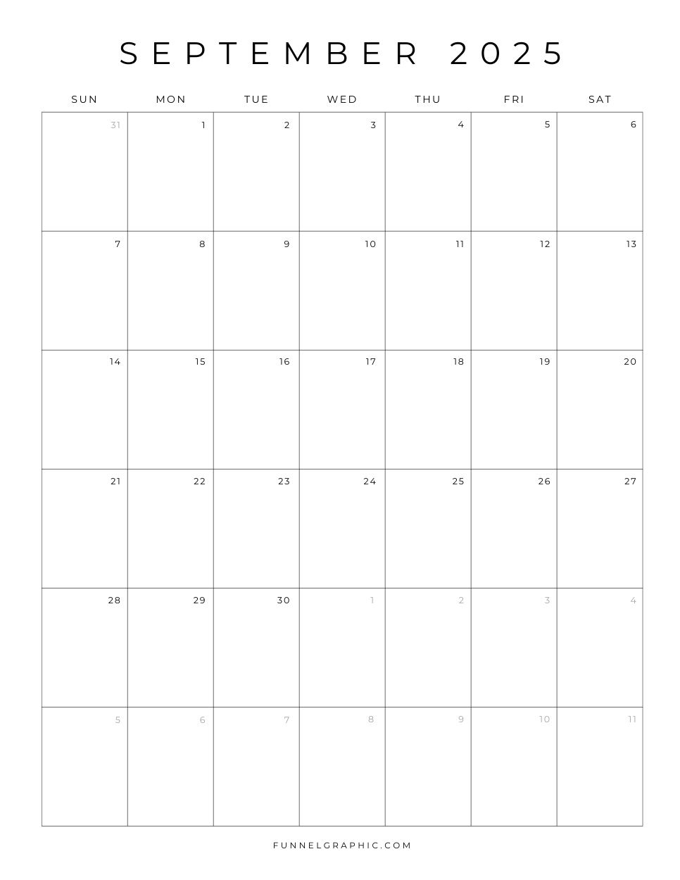 Free 2025 Calendar Printable Blank Portrait Templates within September 2025 Calendar Blank Printable