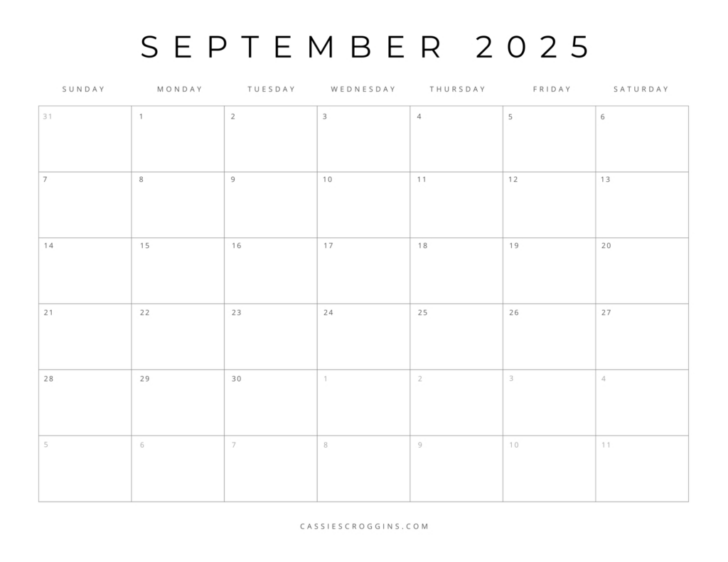 Blank Calendar For September 2025
