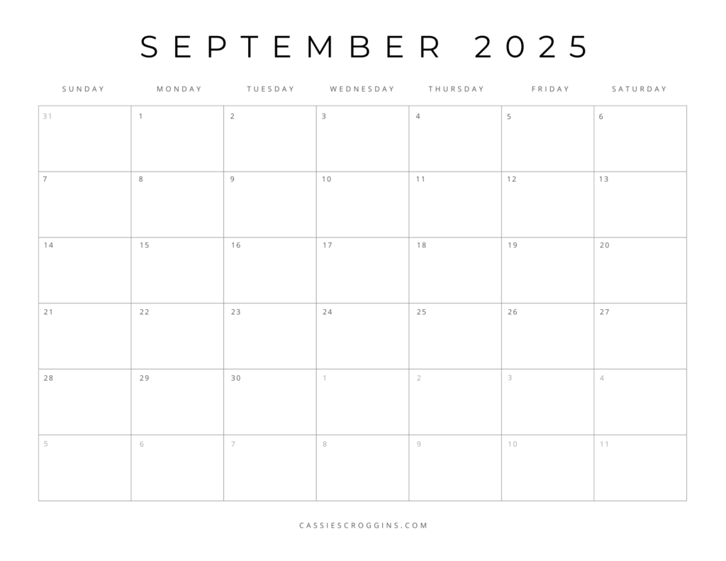 Free Printable 2025 Blank Calendar Templates (All 12 Months) with regard to Blank Calendar September 2025