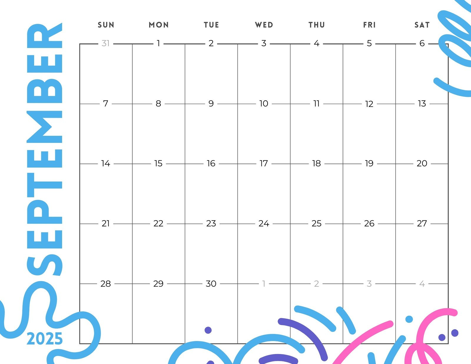 Free Printable September 2025 Calendar Templates | Canva for Printable September Calendar 2025 Free Printable