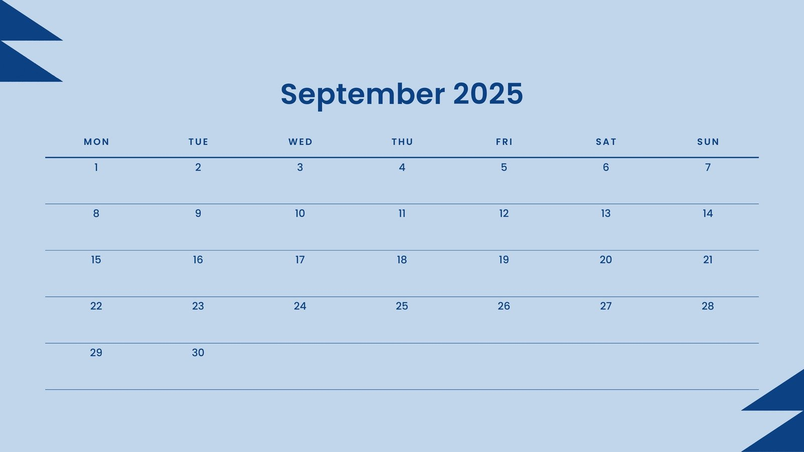 Free Printable September 2025 Calendar Templates | Canva intended for September 2025 Calendar Blue