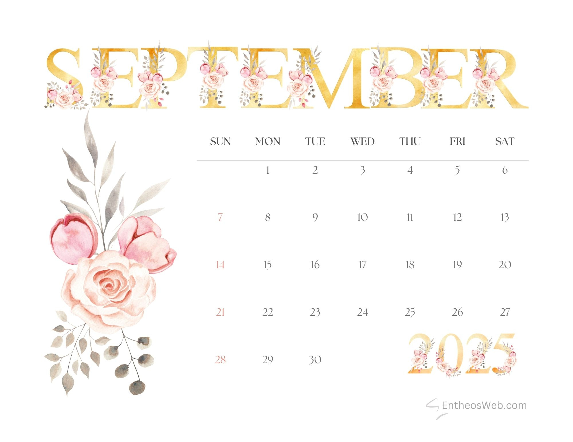 Free Printable September 2025 Calendars | Entheosweb regarding September 2025 Calendar Aesthetic