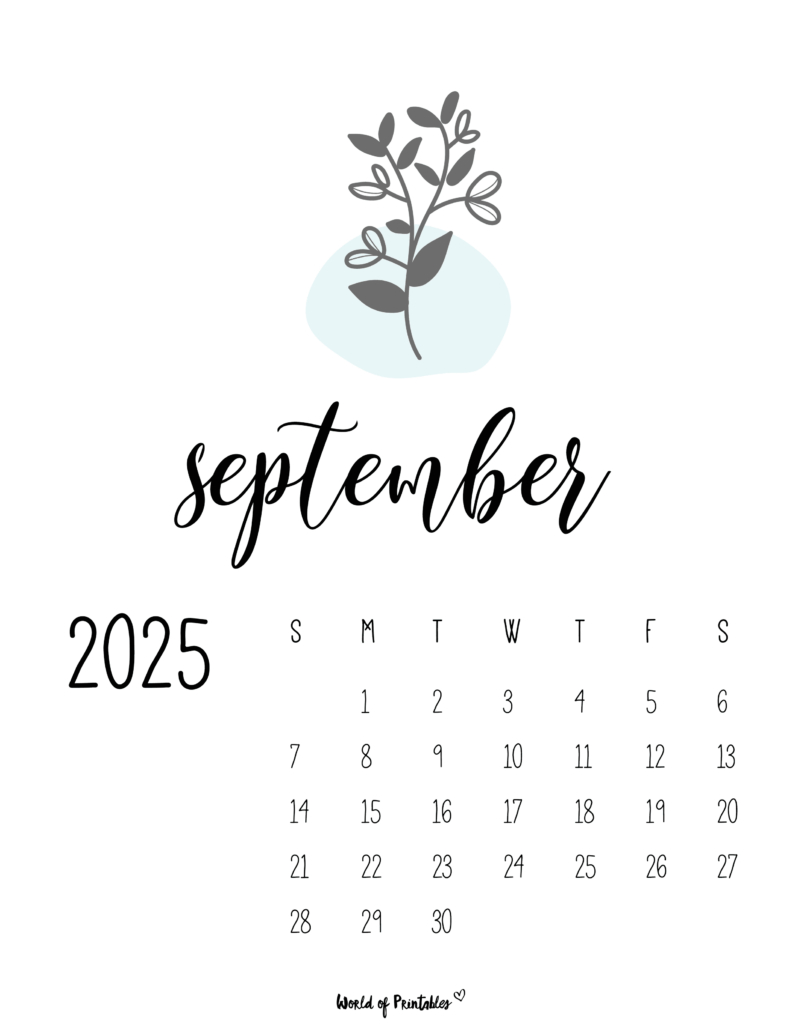Free Printable September 2025 Calendars - World Of Printables with September 2025 Calendar Graphic