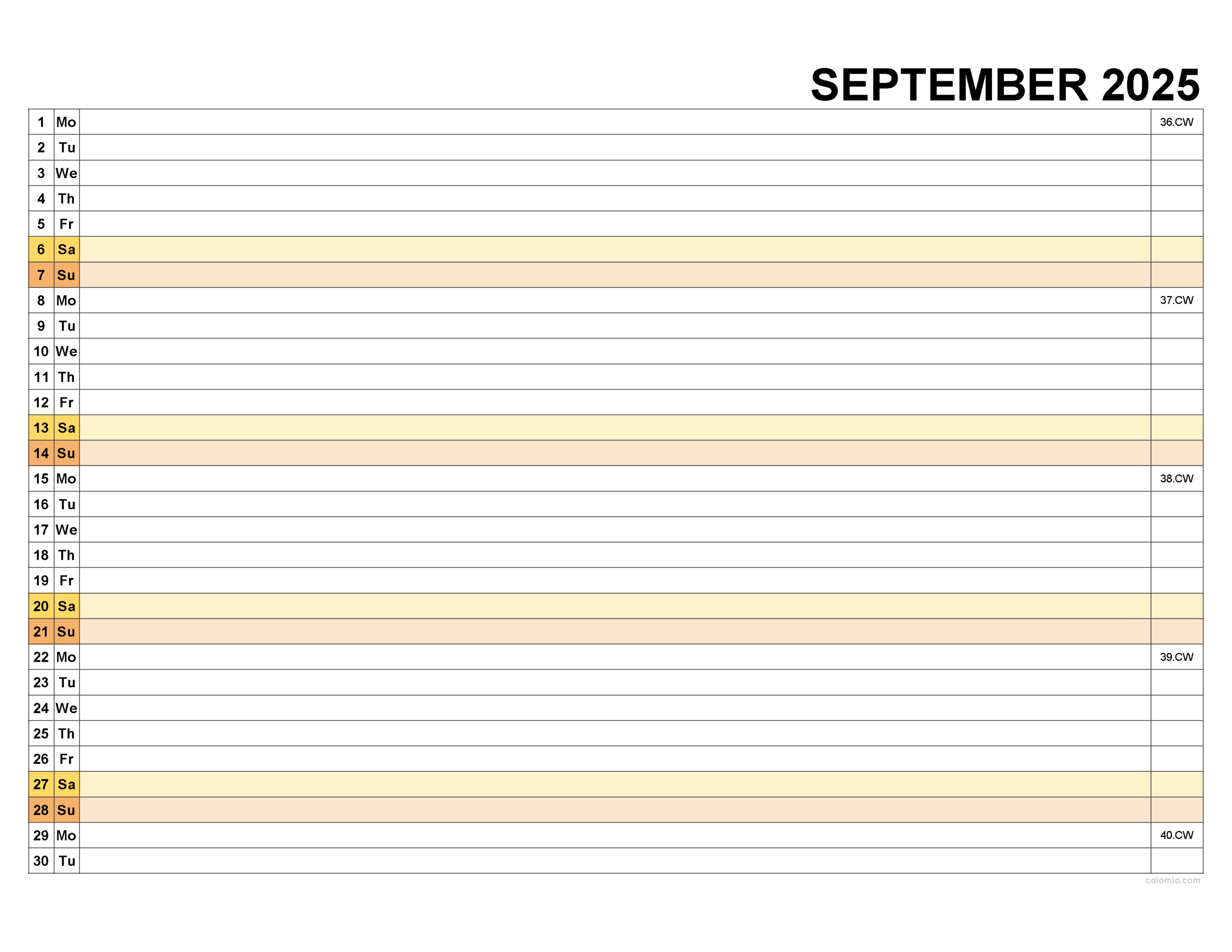Free September 2025 Calendar | Printable Pdf, Xls, Png Formats regarding Printable September 2025 Calendar with Lines
