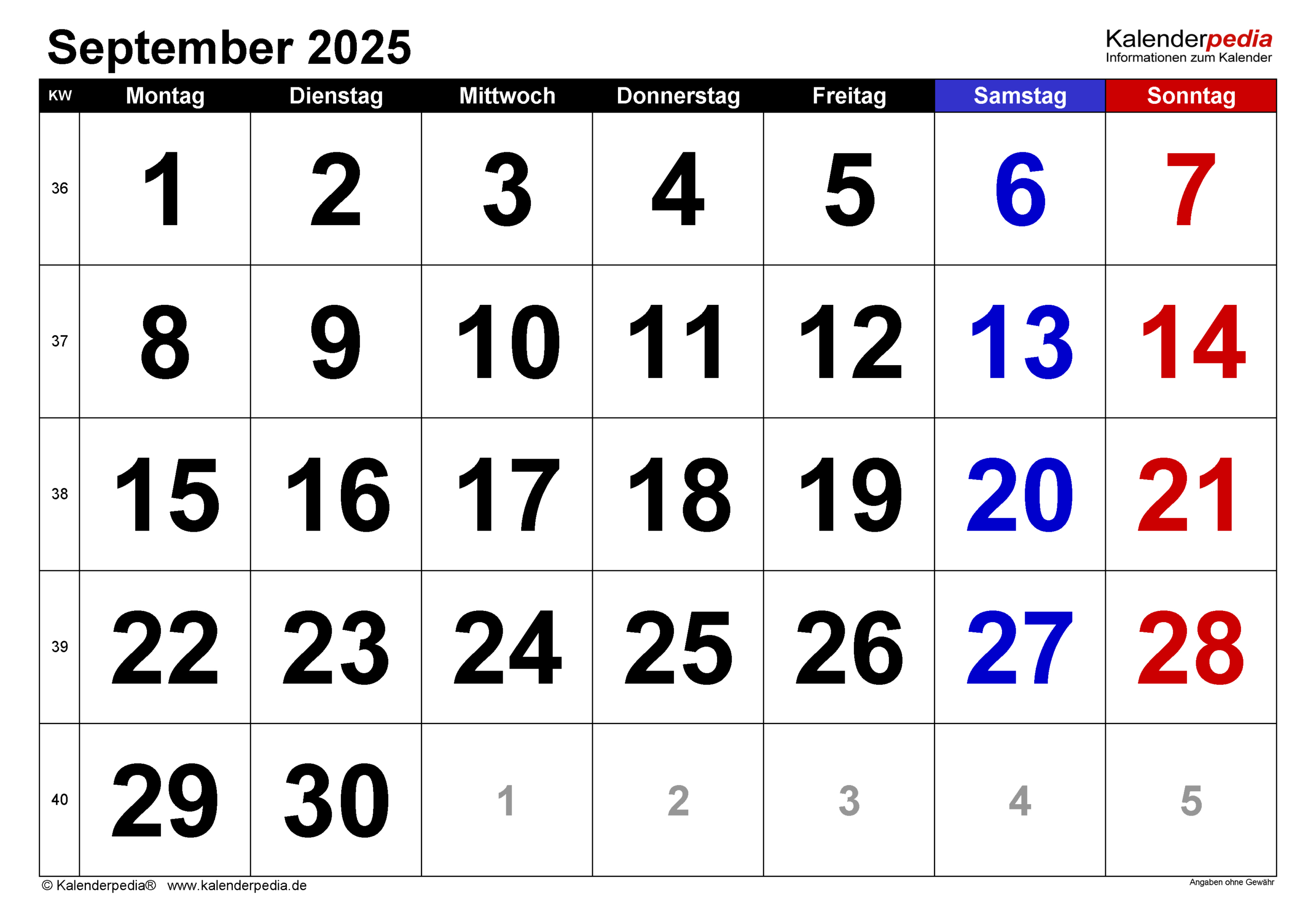 Kalender September 2025 Als Excel-Vorlagen inside September Calander 2025